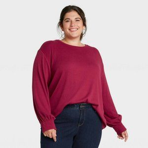 Women's Plus Size Smocked Cuff Sweatshirt Size X